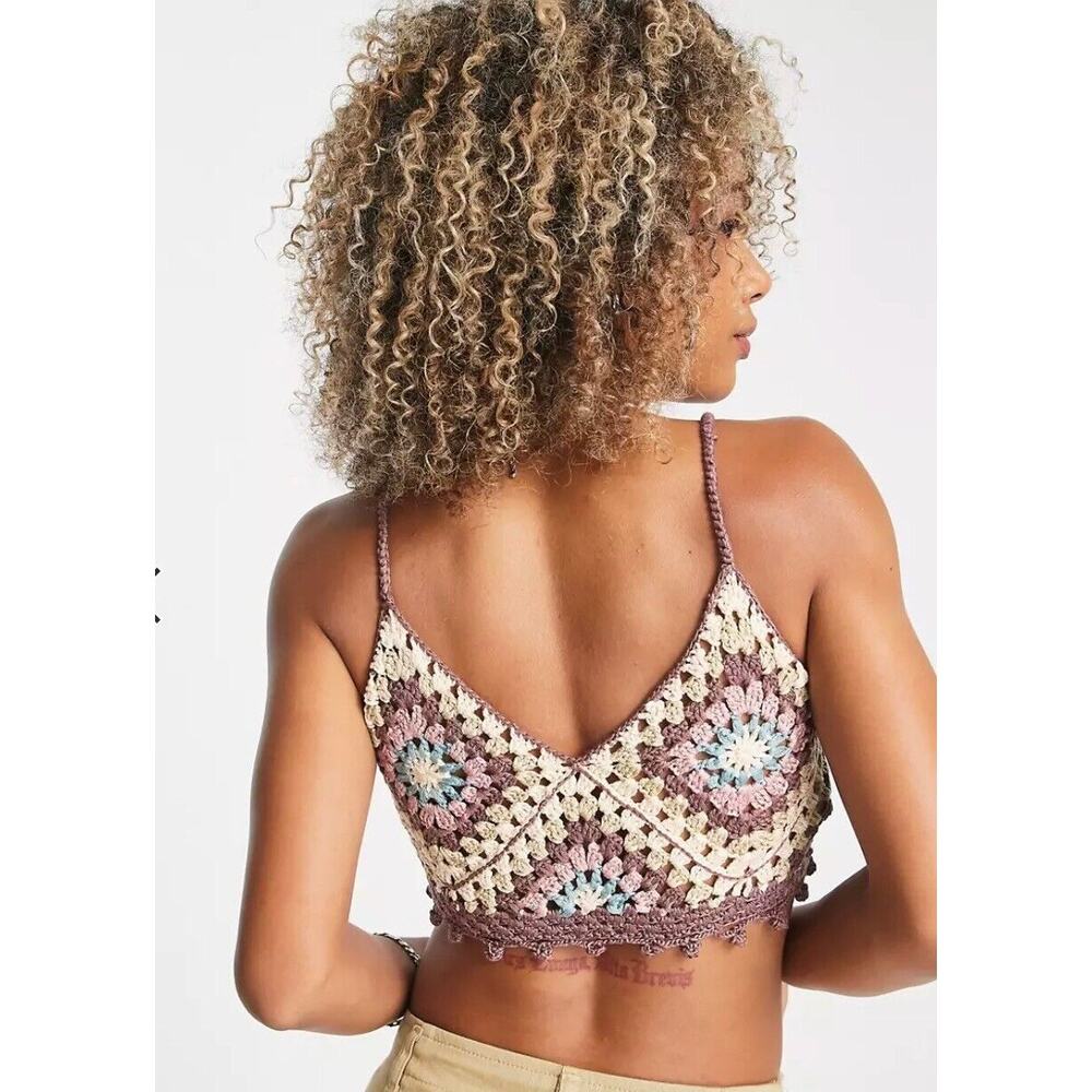 Pull & Bear, Size Medium, Multicolor Crochet Bra … - image 2